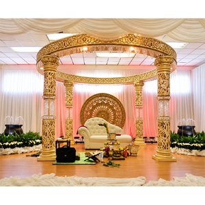 Décor de mariage indien moderne haut de gamme Mandap lieu de mariage traditionnel sud-asiatique avec fibre torsadée traditionnelle pour les mariages - Product Image 1