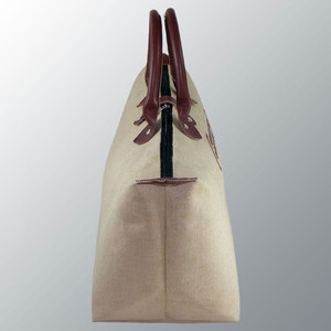 Nuevo diseño, bolso de compras de yute para mujer, forma de barco, logotipo personalizado, bolso de playa de yute, fabricante de bolsos de comestibles con asas de cuero - Product Image 3