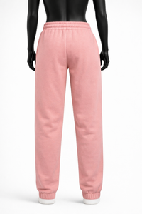 Pantalon de jogging en molleton rose personnalisé pour femme, taille haute, cordon de serrage, taille élastique, bas de pantalon à revers, vente en gros OEM - Product Image 2