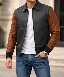 Men Rider Pro <b>Leather</b> Bomber <b>Jacket</b> Black & Cognac Cowhide <b>Motorcycle</b> Riding <b>Jacket</b> <b>with</b> <b>Armor</b> Pockets Biker Riding <b>Jacket</b> - Product Image 2
