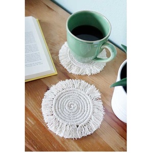 Single Piece Withe Round Shape Soft Cloth Linen <b>Coaster</b> for Home Restaurant <b>Table</b> <b>Coaster</b> - Product Image 2