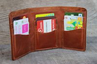 Portefeuille fin à trois volets en cuir véritable vintage, porte-cartes de crédit en métal, protection RFID, porte-monnaie pour homme