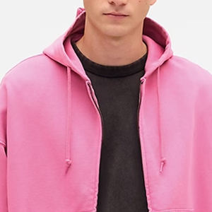 Sweat à capuche pour homme avec poignets côtelés et fermeture éclair, couleur unie, avec cordon de serrage réglable et logo personnalisé, vêtement décontracté pour l'hiver - Product Image 2