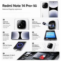Smartphone Redmi Note 14 Pro+ 5G, Snapdragon 7s Gen 3 Quad-Core, appareil photo 50MP OIS, écran OLED 1.5K 120Hz 6.8 pouces, batterie 6200mAh, charge rapide 90W, IP68
