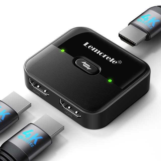 HS001 2 in 1 Out and 1 in 2 Out HDMI Switch & HDMI Splitter 4K 60Hz Control by Button