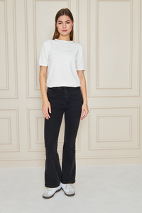 T-shirt en tricot à manches courtes et col rond pour femmes, confortable et élégant, respirant, de haute qualité, service OEM - Product Image 6