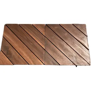 Top trending 2022 DIY Acacia Wood deck tiles interlocking solid hardwood size 300x300 for outdoor garden balcony from VietWood