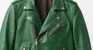 Green Leather <b>Jacket</b> for Men Biker Style <b>Zip</b> <b>Up</b> Motorbike <b>Jacket</b> Casual Winter Outerwear Custom Logo - Product Image 4