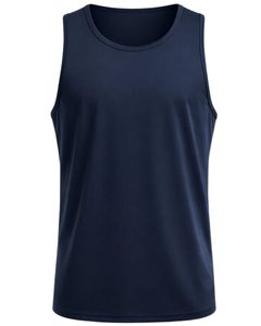 Débardeur sans manches bleu marine personnalisé pour homme, mélange coton et polyester, col rond, veste de sport décontractée, vêtements d'été, fabricant personnalisé - Product Image 1