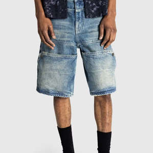 ¡Novedad de 2025! Pantalones vaqueros cortos de tela de algodón, pantalones cortos de verano sólidos simples con estampado de logotipo personalizado, pantalones cortos de mezclilla para hombres al por mayor, hombres - Product Image 2