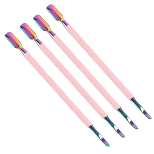 Empujador de cutículas de uñas de acero inoxidable ligero y duradero profesional mango texturizado antideslizante para manicura doble uso alto - Product Image 2