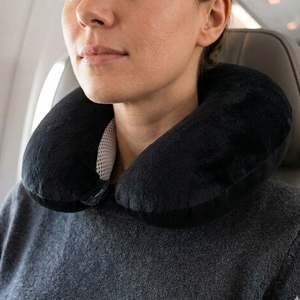 Custom Logo Memory Foam Travel <b>Neck</b> <b>Pillow</b> U-Shaped Ergonomic Airplane Head Support Portable Black Sleeping Camping Bed - Product Image 1