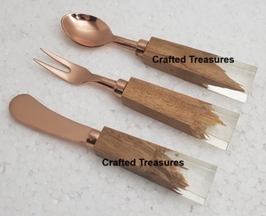 Juego de queso de lujo con mango de resina multicolor, acero inoxidable Chapado en bronce, accesorios de cocina para restaurante, utensilio - Product Image 5