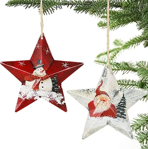 Stylish Handcrafted Galvanized Christmas Hanging Ornament With <b>Star</b> Shape Ideal <b>For</b> Holiday <b>Tree</b> Decoration - Product Image 1