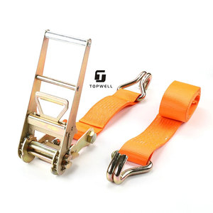 75mm 3inch Heavy Duty Polyester Webbing Ratchet <strong>Tie</strong> <strong>Down</strong> <strong>Strap</strong> With Double J Hook for Cargo Lashing - Product Image 4