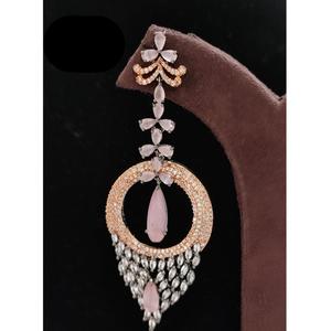 Designer <b>Silver</b> Plated CZ <b>Jhumka</b> Earrings Sparkling Zircon Stones for Wedding Engagement Parties Fashion Accessories Made Brass - Product Image 1