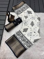 Dola sutra saree desainer saree heavy jacquard tenun perbatasan dan indah HD BATIK gaya cetak