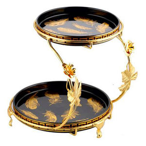 RESTAURANT DE MARIAGE HAUT LUXE EN CÉRAMIQUE 2 NIVEAUX DE SERVICE DESIGN DÉCORATIF SUPPORT À GÂTEAU AVEC DESSERT DÉCORATIF SUPPORT À GÂTEAU SERVEUR - Product Image 1