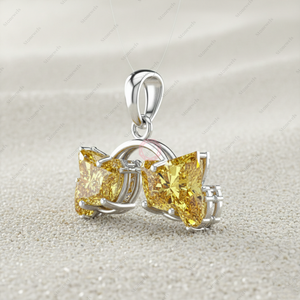 Colgantes y Dijes de Joyería Fina de Plata 925 Chapada en Oro con Diseño Navideño de Paloma del Amor Amarilla, con Diamantes Cultivados en Laboratorio Certificados por GIA VVS - Product Image 3