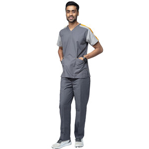 Ensemble de gommage personnalisé bicolore pour infirmière, uniforme à col en V léger et doux pour les infirmières, vêtements médicaux de qualité supérieure pour les hôpitaux - Product Image 1