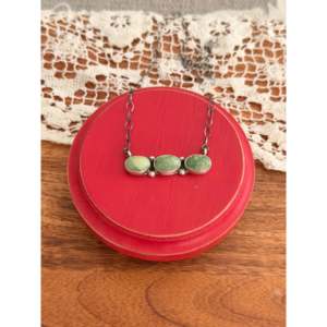 Royston Turquoise & Sterling Silver Bar Necklace Handmade by Navajo Artists-Cultural Collectible Jewelry - Product Image 1