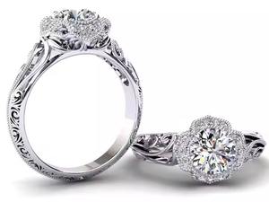 1CTW VVS Original Moissanite Diamond Wedding Set Platinum Plated 925 Anillo de compromiso de plata y banda Regalo de mujer - Product Image 2