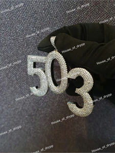 Colgante de Lujo Estilo Hip Hop con Número 503 Iced Out, Diamante Moissanita y Dije Baguette, Colgante Personalizado con Código de Área - Product Image 4