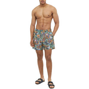 Shorts de Baño para Hombre, Estilo Moderno, Cintura Media, 100% Algodón, Ropa Deportiva Informal, Color Sólido, Secado Rápido, Transpirable, Cierre con Cordón - Product Image 2