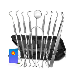 Ensemble de 10 outils de nettoyage de dents en acier inoxydable allemand de haute qualité Kit d'outils de diagnostic dentaire industriel bricolage personnalisable OEM - Product Image 1