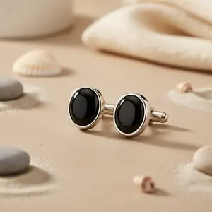 Pendientes de Plata 925 con Ónix para Uso Diario, con Baño de Oro de 18K, Modernos, Pendientes de Oro Blanco 100% con Rubí y Diamante - Product Image 2