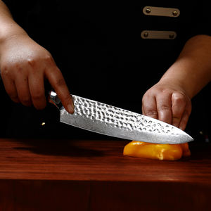 Venta al por mayor personalizado Damasco acero cocina cuchillo de corte con mango negro OEM ODM fábrica de cubiertos cuchillos de cocina baratos - Product Image 2