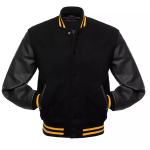 OEM Custom Leather Sleeve Chenille Embroidery Bomber Flight Baseball Team Vintage Letterman Varsity Jacket - Product Image 1