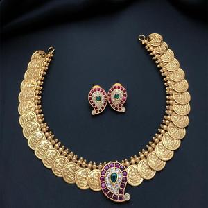 ชุดสร้อยคอชุบทองสำหรับสตรีสไตล์ชนเผ่าโบราณพร้อมต่างหูสำหรับงานแต่งในโอกาสพิเศษ - Product Image 1