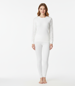Traje Térmico para Mujer, Color Blanco Escarchado, Manga Larga, Tejido Suave, Cálido y Transpirable, Diseñado para un Elegante Uso Invernal - Product Image 6