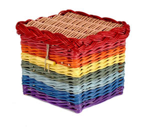 Rainbow woven wicker ashes casket <b>for</b> <b>pet</b> cremation, colorful handcrafted <b>memorial</b> urn <b>box</b> unique artisan eco friendly keepsake - Product Image 6