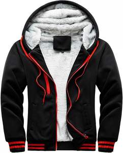 Sudaderas con capucha para hombre con cremallera, chaquetas cálidas de lana con cremallera completa para hombre, abrigos gruesos, chaqueta con capucha forrada de Sherpa de invierno de peso pesado - Product Image 1