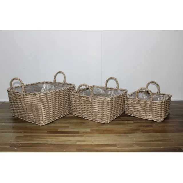 Wholesaler's Choice: Creative Design Set Of 3 Plastic Rattan Storage Baskets - International Standard by Artex Dong Thap