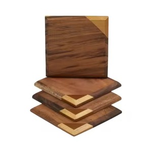 Ensemble de sous-verres en bois fabriqués à la main tapis de tasse naturels élégants rustiques pour Table à manger café thé bière maison cuisine sous-verres modernes - Product Image 4