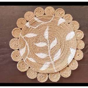 Sustainable Braided Jute <b>Table</b> <b>Mat</b> Handmade <b>Round</b> Jute and Cotton <b>Table</b> <b>Mat</b> For Dining Home Decoration Use from India - Product Image 2