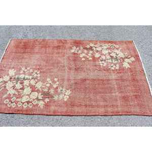 Alfombra Turca de 3.9x6.3 pies (118x193 cm), Alfombra Vintage con Estampado Animal Rojo - Product Image 3