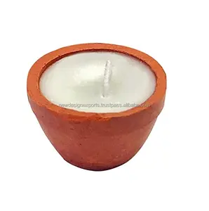Clay Diya Earthen Wax Filled Diya Terracotta Diwali Dia Traditional Oil Lamp for Puja