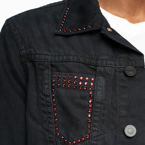 High Quality Men Fashionable Winter Denim Jacket Wholesale Price Outerwear Denim Rhinestone Jackets Customized Design - Product Image 2