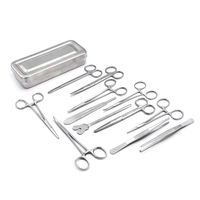 Ensemble de 13 instruments chirurgicaux en acier inoxydable : pinces, ciseaux, porte-aiguilles, boîte durable, couleur personnalisée, haute qualité