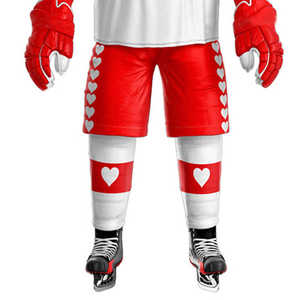 Uniforme de Hockey sobre Hielo Personalizado Rojo y Blanco Jugador 1 Nombre y Número Cosidos Jersey Pantalones Cortos Calcetines Guantes Conjunto Equipo Deportivo Masculino Ropa de Entrenamiento - Product Image 4