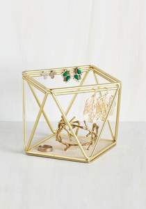 Boîte à bijoux chic en métal et en verre, rangement spacieux, design contemporain et élégant, parfait pour la décoration intérieure - Product Image 4