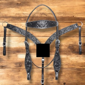 Nouvel équipement d'équitation réglable Bride de cheval en cuir de vache Collier de tête Équipement d'équitation Accessoires équestres - Product Image 1