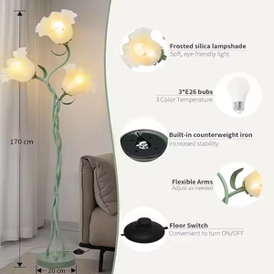 Tuyau à trois têtes + <span class=keywords><strong>abat</strong></span>-<span class=keywords><strong>jour</strong></span> acrylique + câble USB chambre lampadaire jardin forme différente fleur pastorale lampadaire lumière - Product Image 6