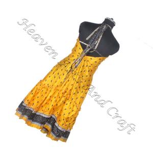 Robes indiennes en soie Vintage faites à la main, vêtements tendance d'été et de plage, robe longue pour filles - Product Image 4