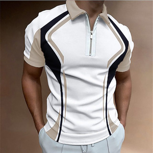 T-shirt polo à col zippé en coton polyester sublimation pour homme quantité minimale de commande bas 220gsm - Product Image 4