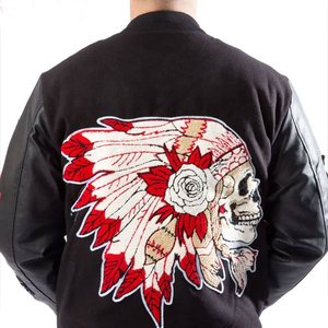 Chaqueta Universitaria de Lana y Cuero de Alta Calidad para Hombre, Estilo Urbano, con Parche de Letras Bordadas en la Parte Delantera, Curtida, para Béisbol - Product Image 2